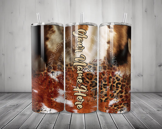 Embrace the bougie life with the Bougie Cowhide Name Tumbler. Personalize it with your name and choose from 4 different font styles to make it truly yours. 