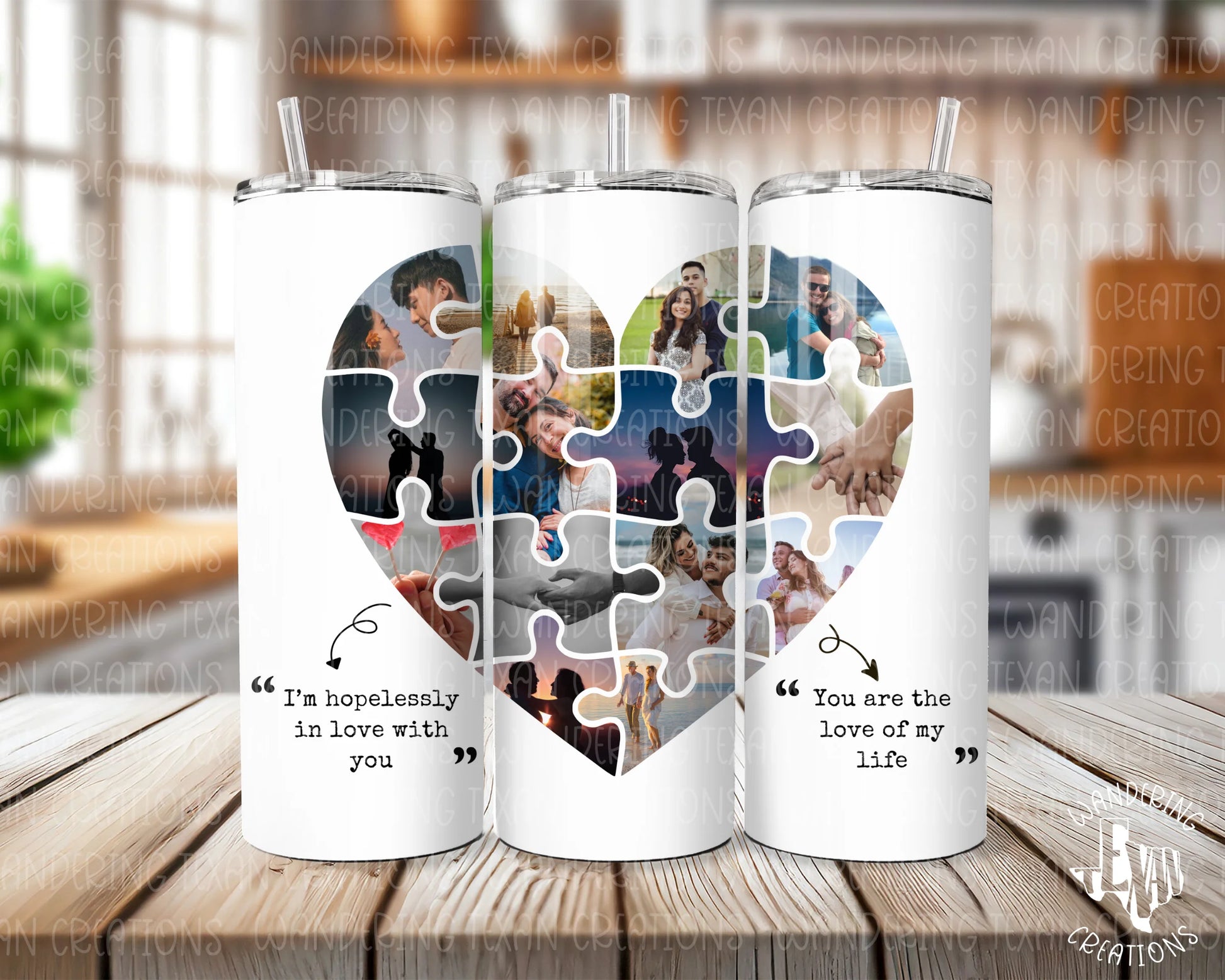 Express your love with the Photo Heart Tumbler. This personalized tumbler features a heart-shaped insert for 14 pictures of your choosing. 