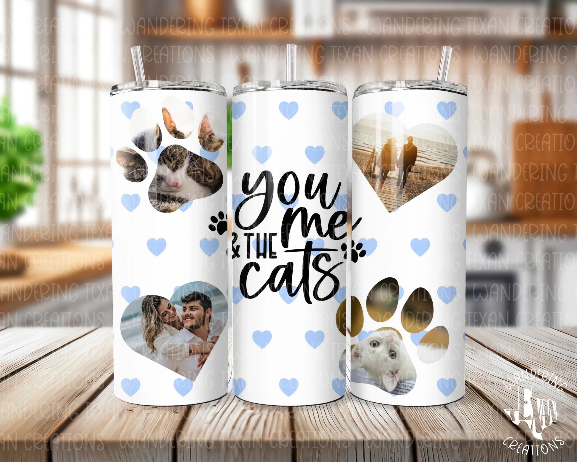 Choose from 3 phrase options and 5 background choices to make it uniquely yours. Plus, personalize it with 4 pictures - 2 of you and your spouse, and 2 of your beloved fur babies.