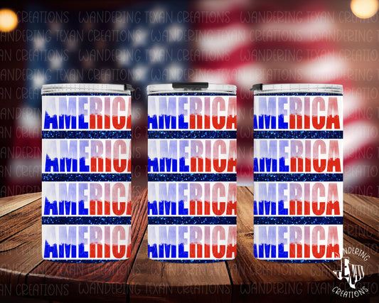 Featuring the word "America" in a bold design, this tumbler is perfect for showing off your patriotic spirit.