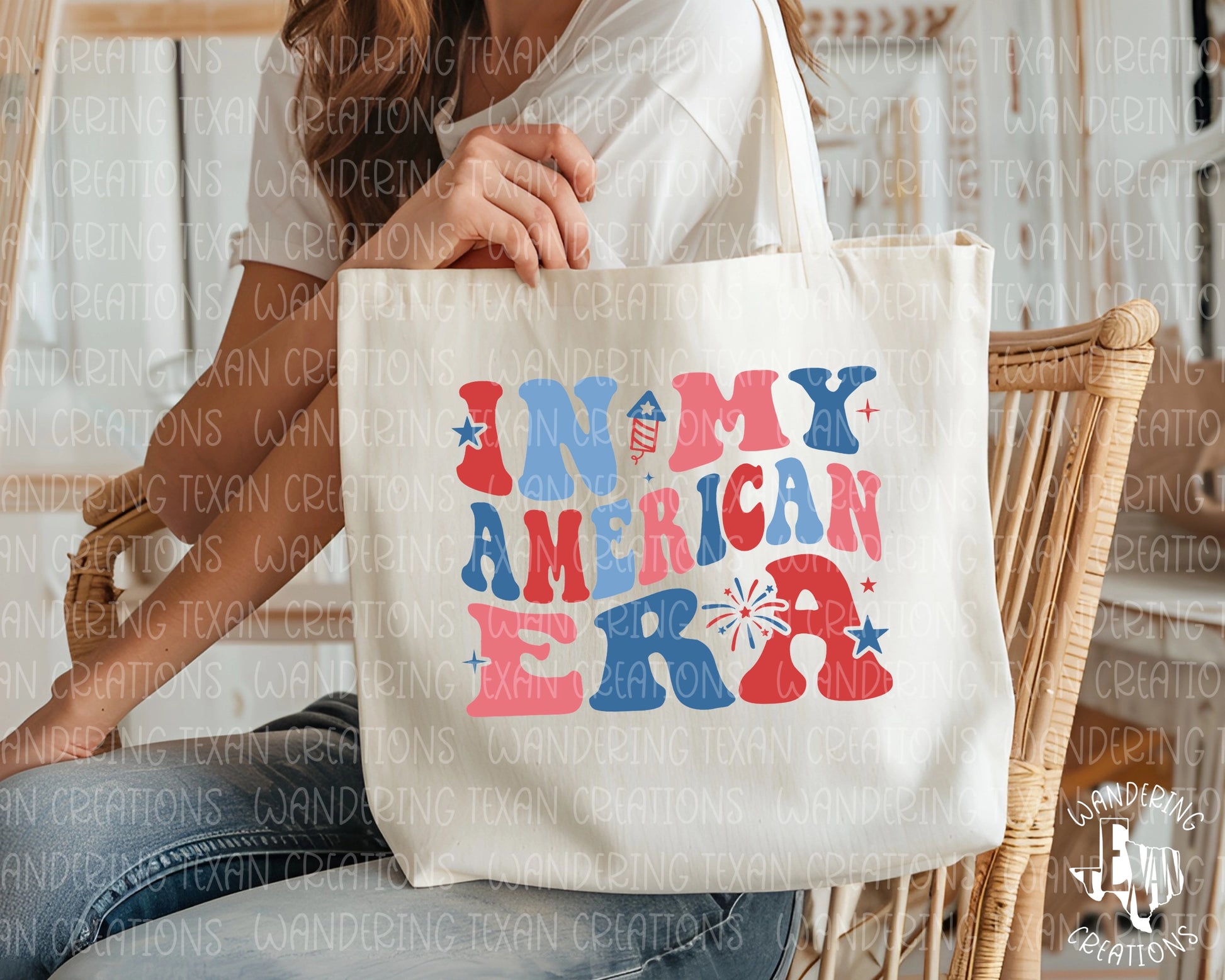  Featuring a bold "In My American Era" phrase, this bag is perfect for Independence Day and everyday use. 