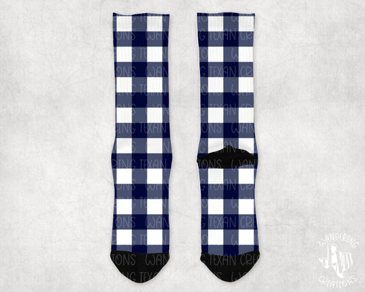  The unique white and blue gingham plaid design will add a playful touch to your Independence Day outfit. 