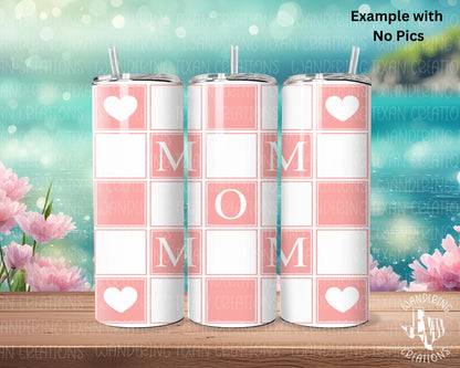 Show mom some love with the Heart of Mom-12 Photo-Tumbler! Featuring a playful checkered design, this customizable tumbler has space for 12 photos (or none!) and is available in 20 vibrant colors.