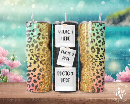 Featuring 3 custom photos and your choice of gold dust and pink leopard or multi-color leopard, this tumbler is perfect for any day!