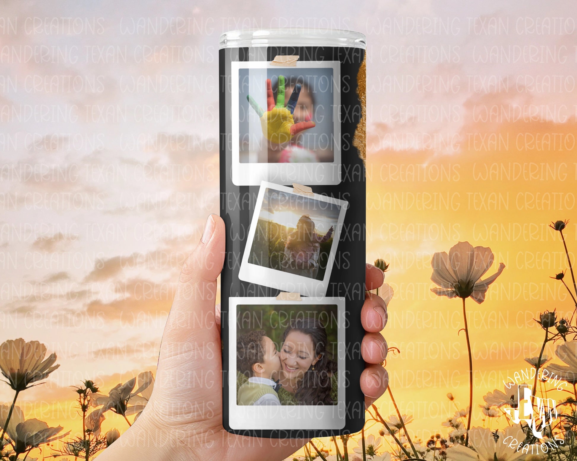 Featuring 3 custom photos and your choice of gold dust and pink leopard or multi-color leopard, this tumbler is perfect for any day!