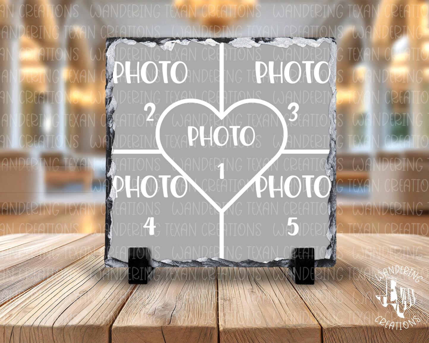 Take a leap of faith and turn your memories into a bold and personalized display with our 5 Photo Collage Slate Display.