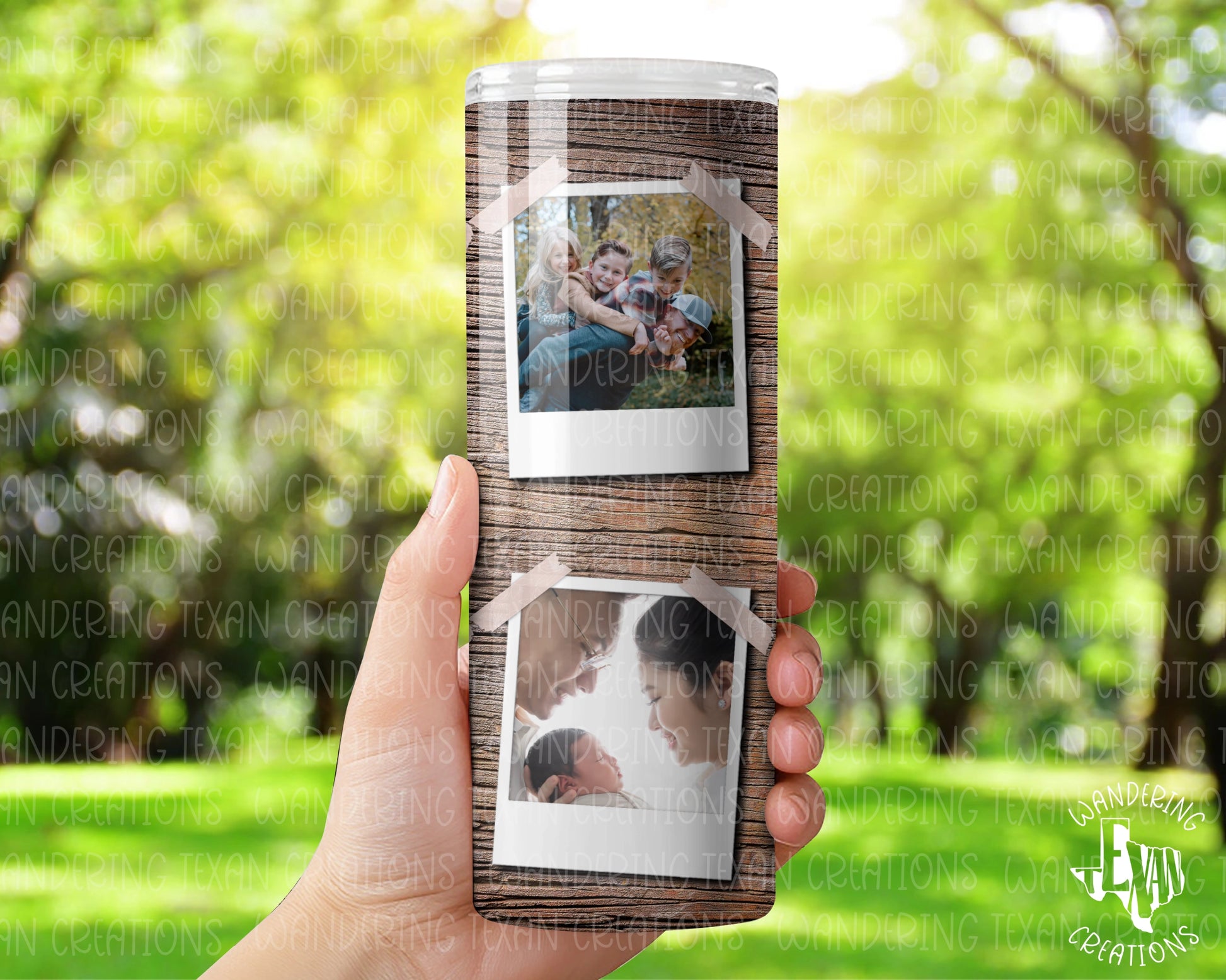 Celebrate Father's Day with a unique and customizable tumbler, featuring six of your favorite photos.