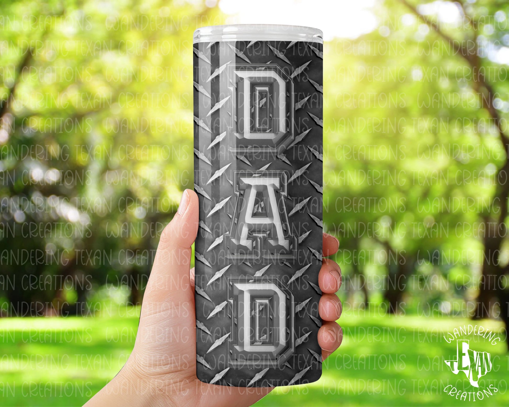 Featuring a customizable design with space for 4 of his favorite photos, this tumbler boasts a sleek diamond plate design.