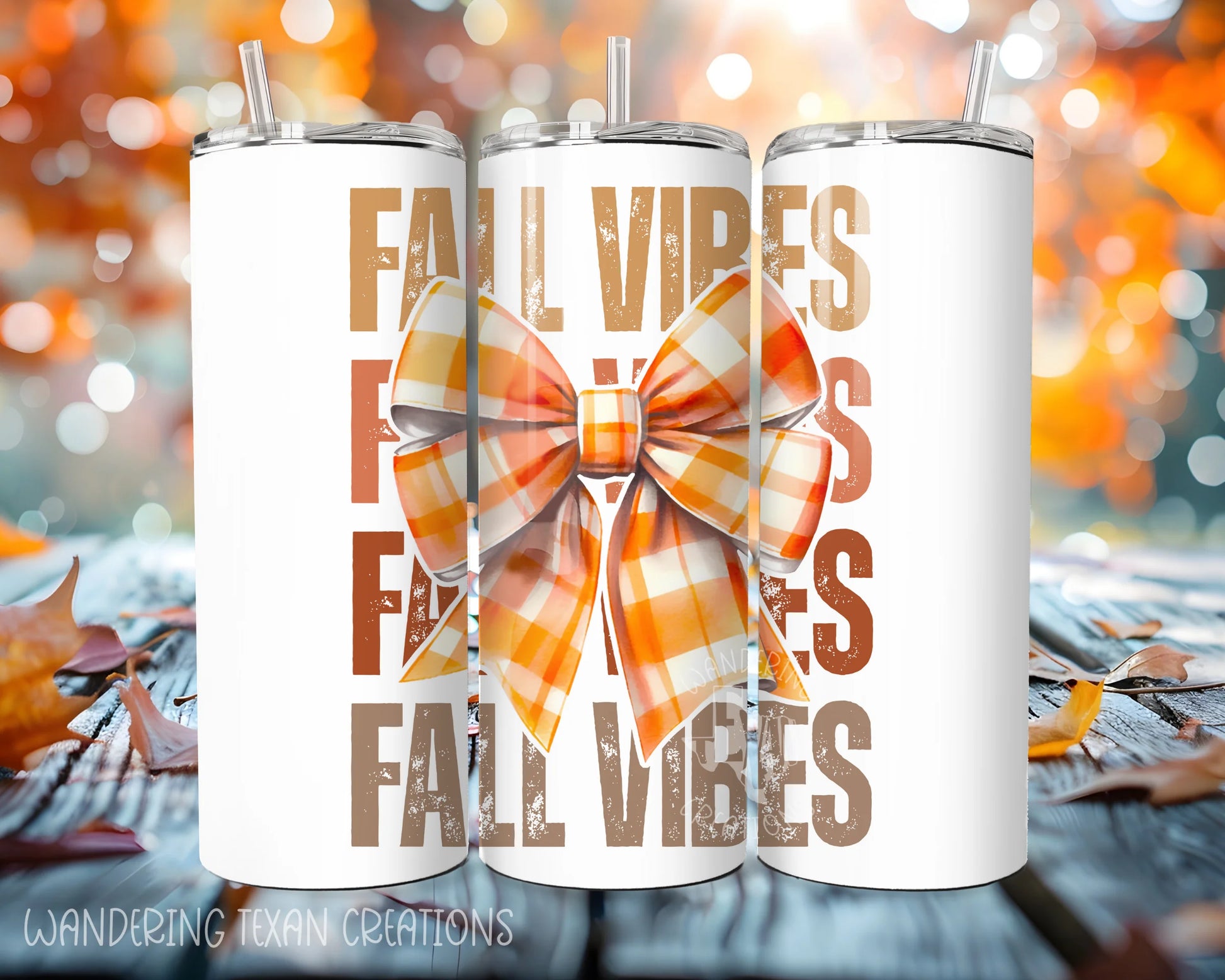 Made with durable stainless steel and a 30 oz capacity, it's perfect for keeping your favorite beverages hot or cold on the go. The sublimated design features a trendy fall plaid bow and the phrase "fall vibes" for a seasonal touch.