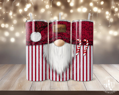 Bring a touch of holiday cheer to your home with this eye-catching Peppermint Gnome Tumbler! 