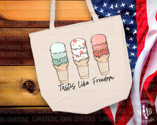 Featuring a patriotic design of red, white, and blue ice cream with stars, it's the perfect accessory to show your love for America.