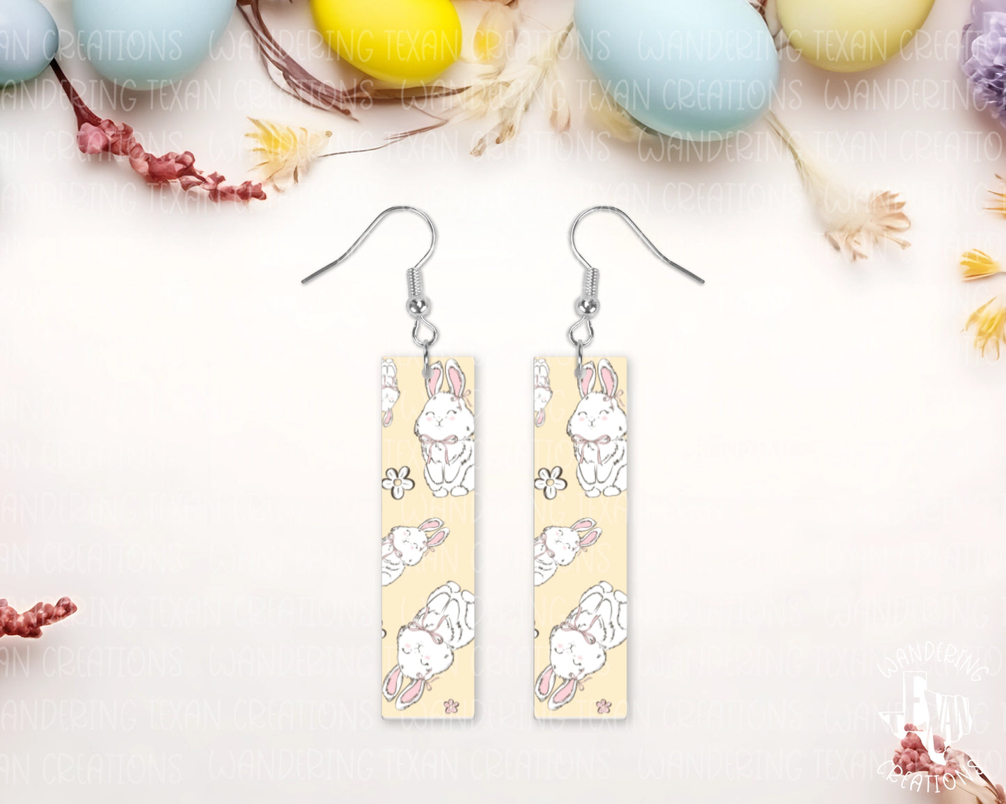 Hop into style with our White Bunny Earrings! Perfect for Easter or everyday wear, these lucky white bunnies feature a unique sublimation design that adds a touch of whimsy to any outfit.