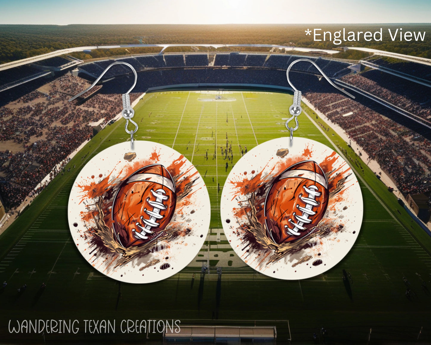 Crafted in a round shape with a playful football landing in mud design, these earrings offer the option of pierced or non-pierced hardware for added versatility.