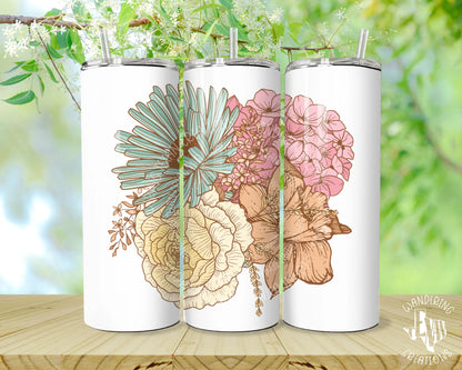 Featuring a charming floral design, this tumbler offers both stainless steel and glass options, perfect for any beverage. 