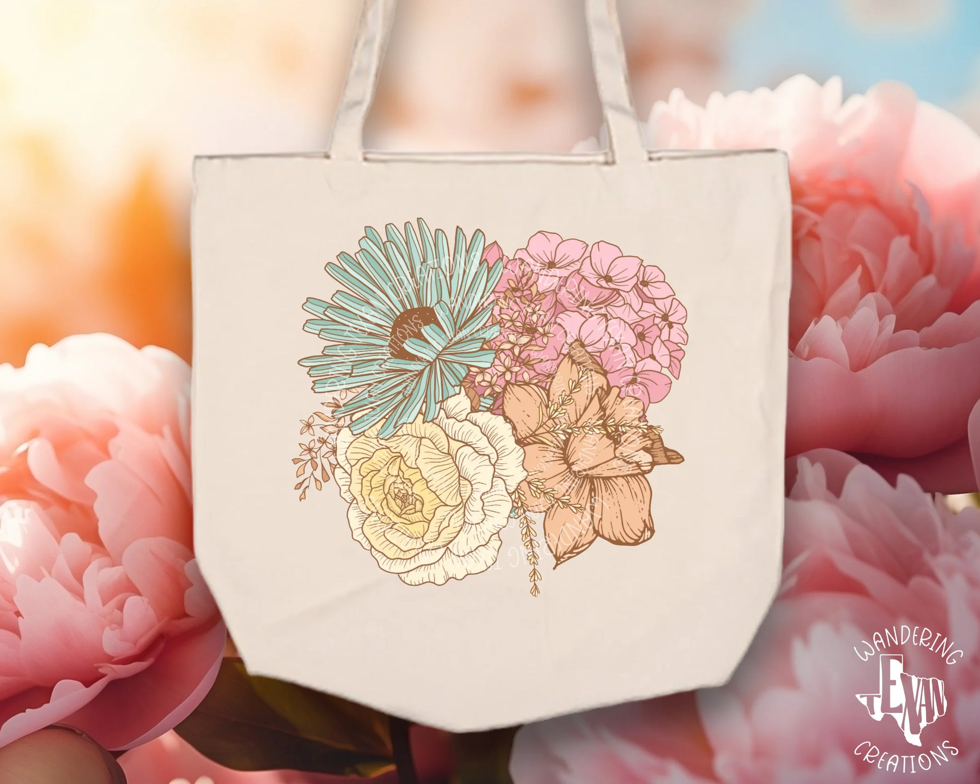 Featuring a beautiful bouquet design, this sublimation tote bag is perfect for carrying all your essentials in style. 