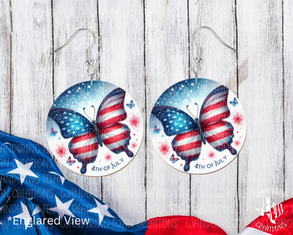 These playful earrings feature a patriotic twist with a US flag butterfly and are perfect for celebrating Independence Day in style.