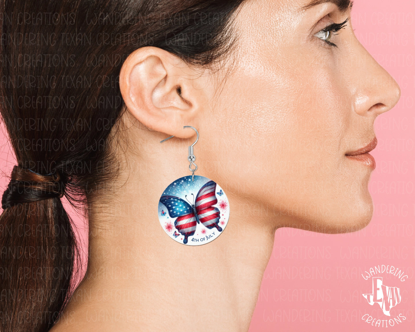 These playful earrings feature a patriotic twist with a US flag butterfly and are perfect for celebrating Independence Day in style.