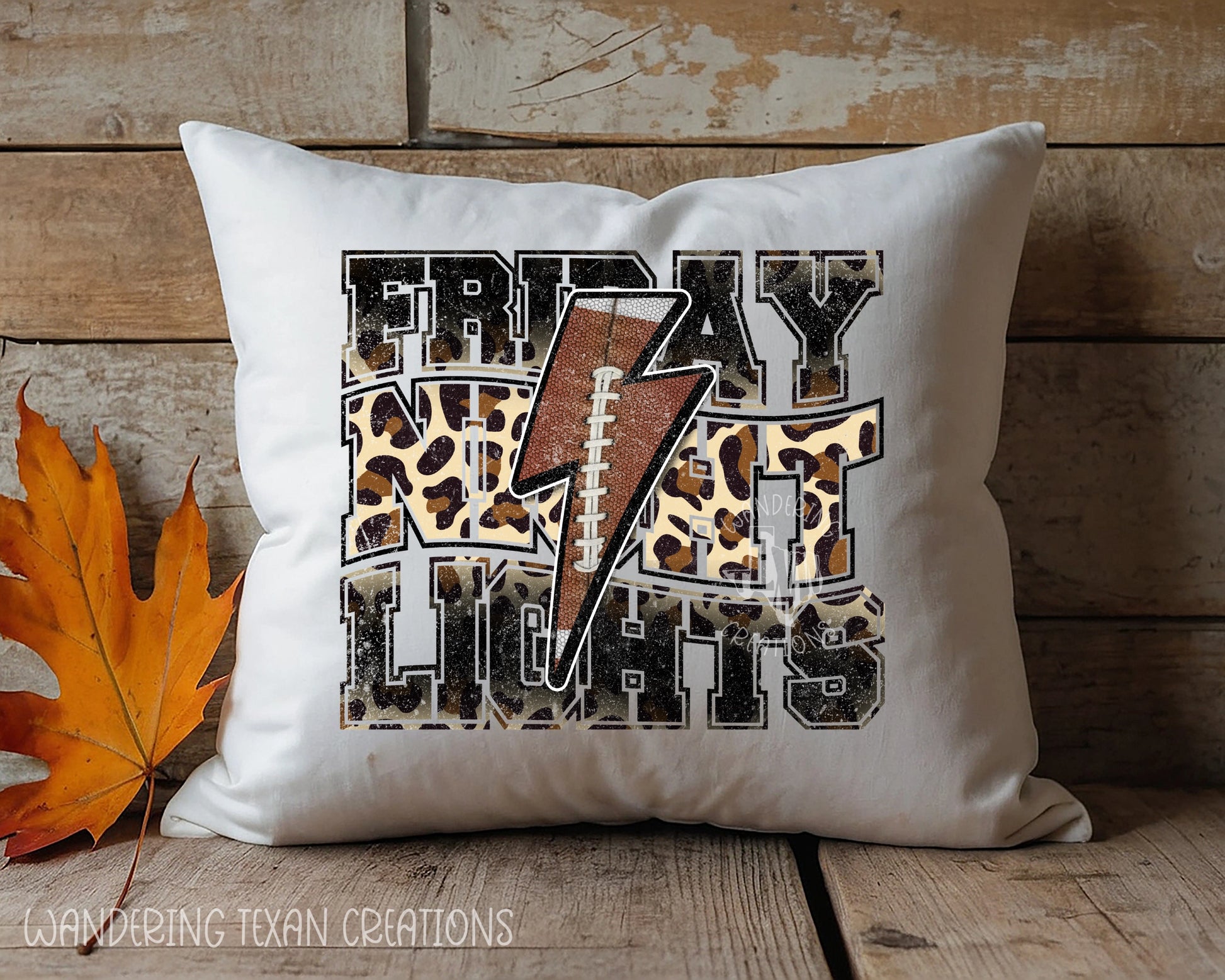 Featuring a unique design of a football-inspired lightning bolt against a backdrop of Friday Night Lights, this sublimation pillow cover is sure to make a statement.