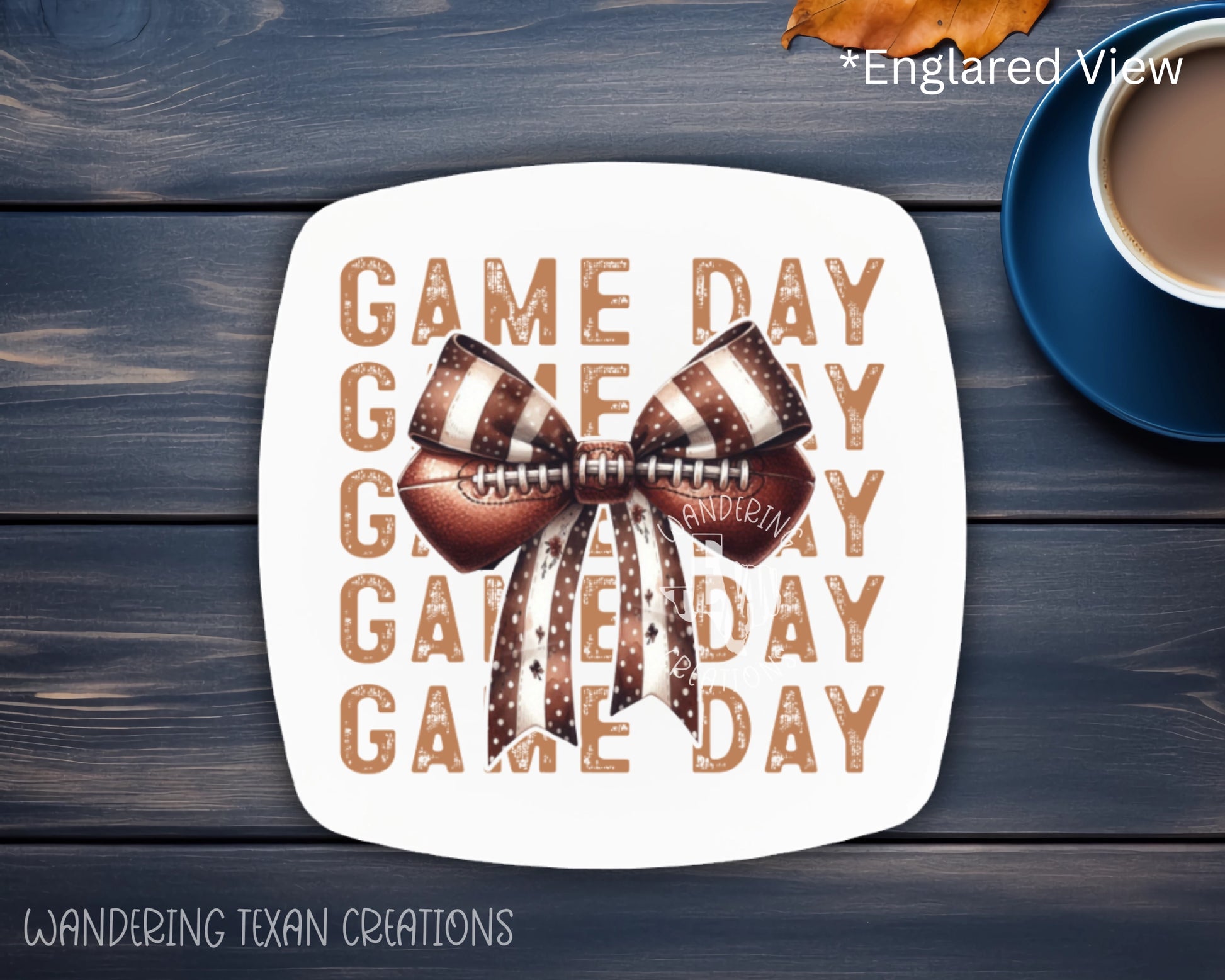 This magnet is the perfect accessory for any football fan, featuring a bold coquette design with "Game Day" stacked in the background and a football bow in front.