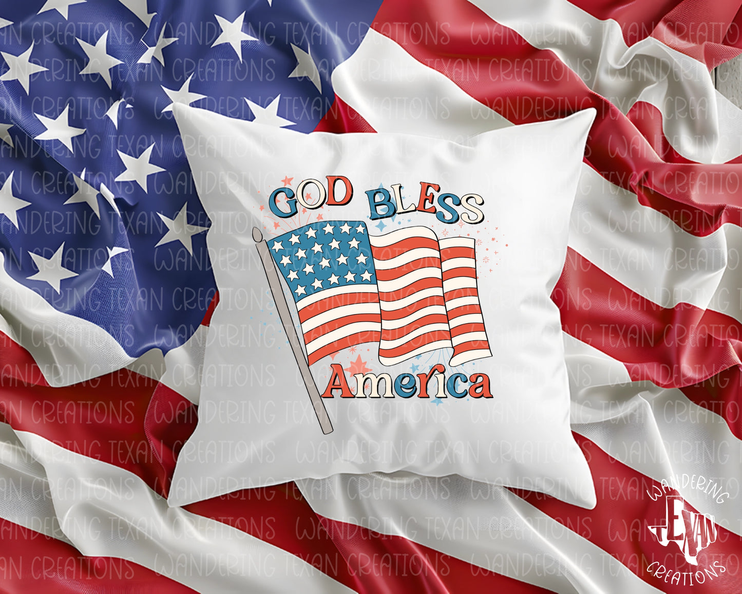 Featuring a flying US flag and the patriotic phrase, this cover is perfect for any proud American.