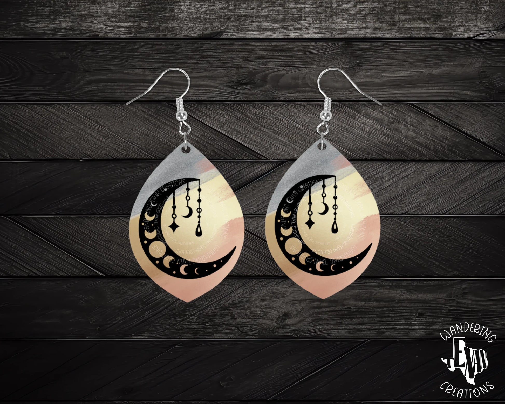 Uniquely designed, these eccentric moon leaf earrings are sure to add a stylish touch to any outfit.