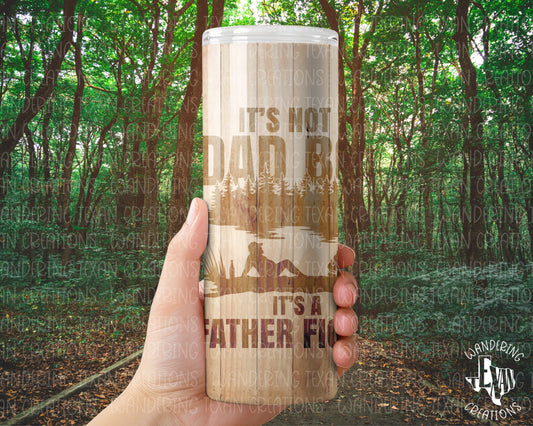 Celebrate fatherhood with our Dad Bod Tumbler featuring the phrase "it's not a dad bod, it's a father figure" and a silhouette of a man outdoors.