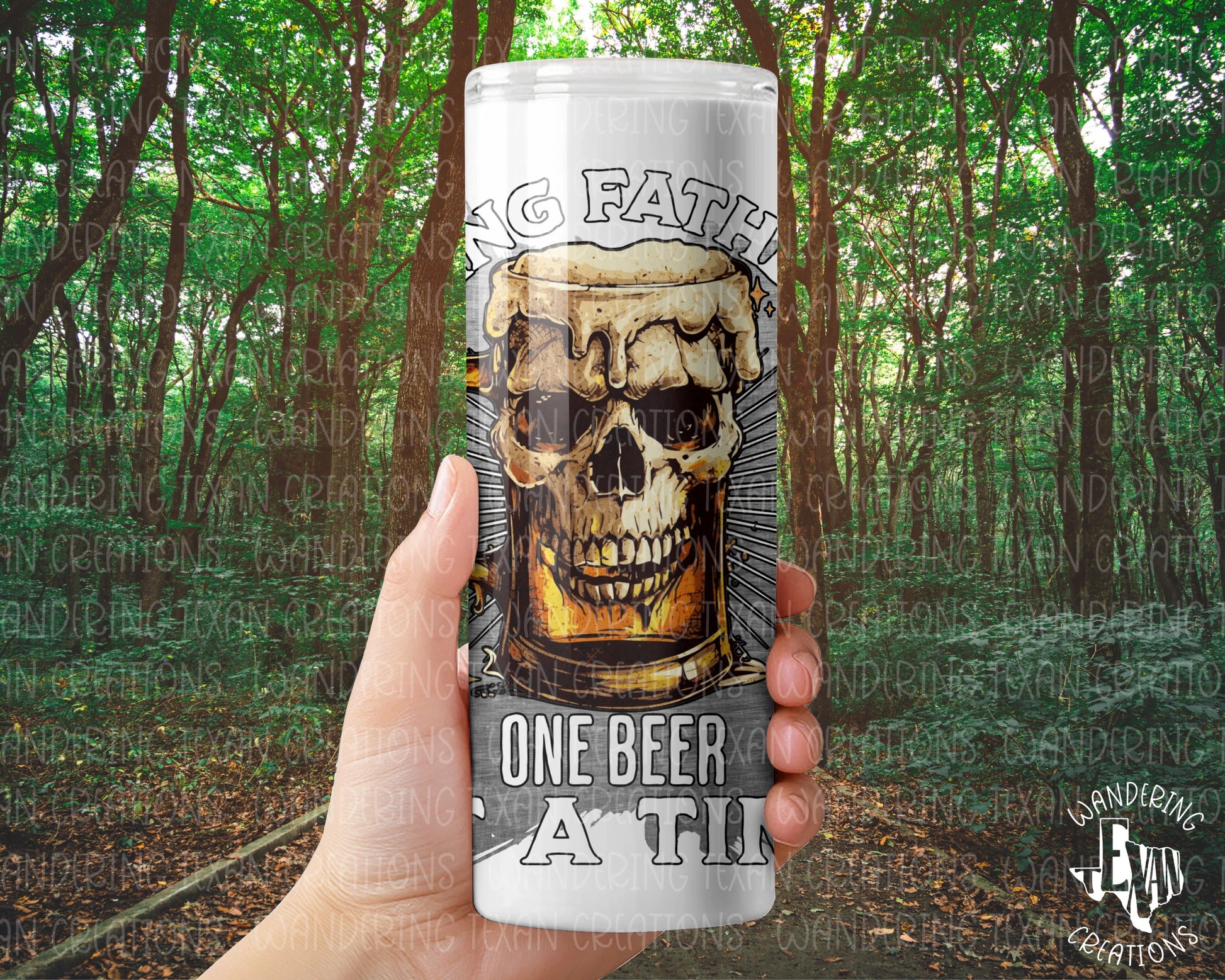  With a unique design featuring a skeleton head mug and the phrase "Surviving Fatherhood one beer at a time", this tumbler is perfect for Father's Day or any other occasion. 