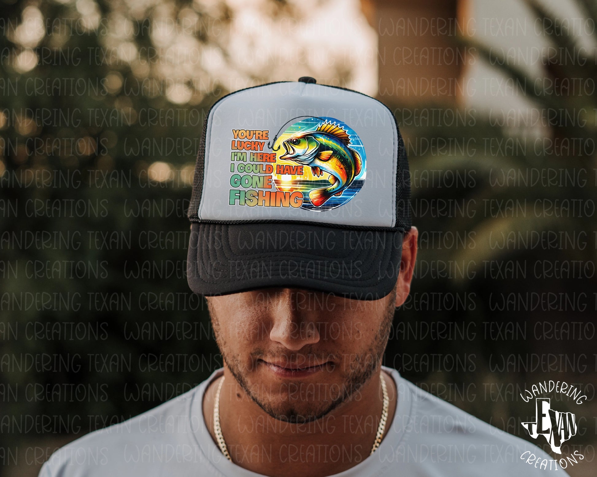 Featuring a playful phrase and vibrant fish design, this hat is perfect for Father's Day or anytime you want to add a little fun to your outfit.