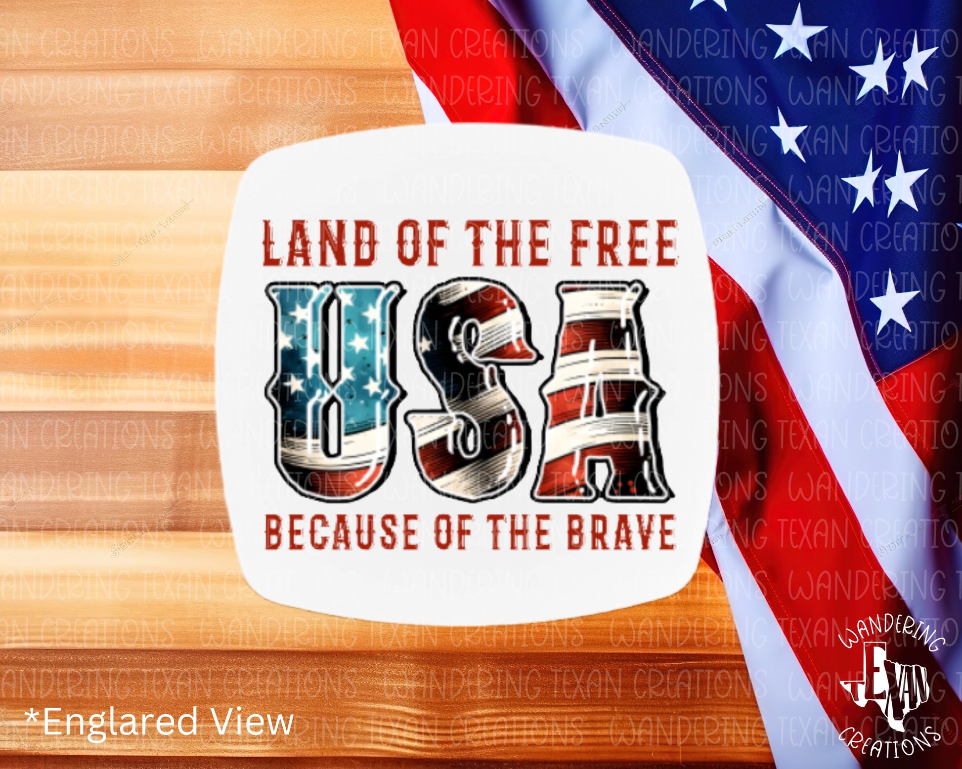 Show your American pride with our USA Magnet! The US flag is elegantly displayed within the letters of USA, and features the powerful phrase, "land of the free because of the brave". 