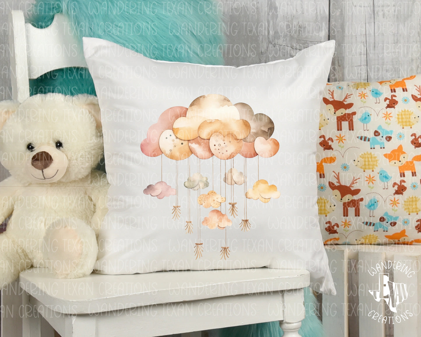 Introduce a touch of bohemian charm to your baby's nursery with our Rain Cloud Pillow Cover.