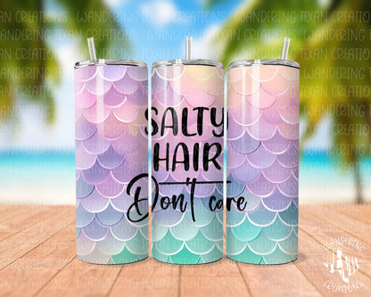 Dive into adventure with our Pastel Sea Siren Tumbler! Embrace your inner mermaid with its sublimation design of pastel scales and the mantra "salty hair don't care". 