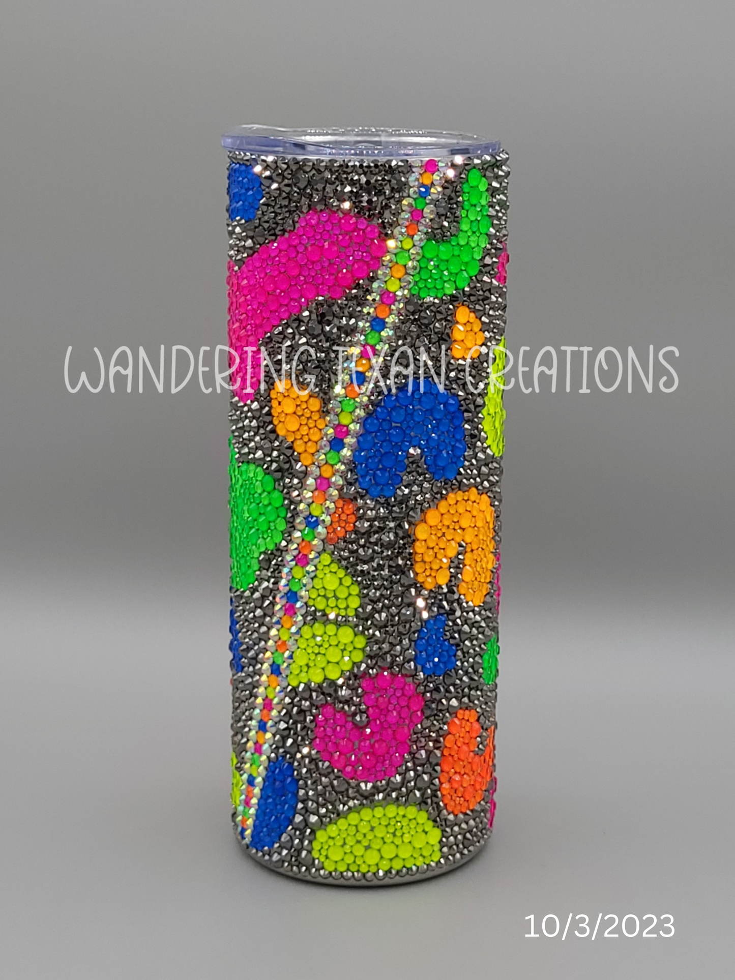 Neon Rocketship Rhinestone Tumbler