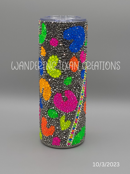 Neon Rocketship Rhinestone Tumbler