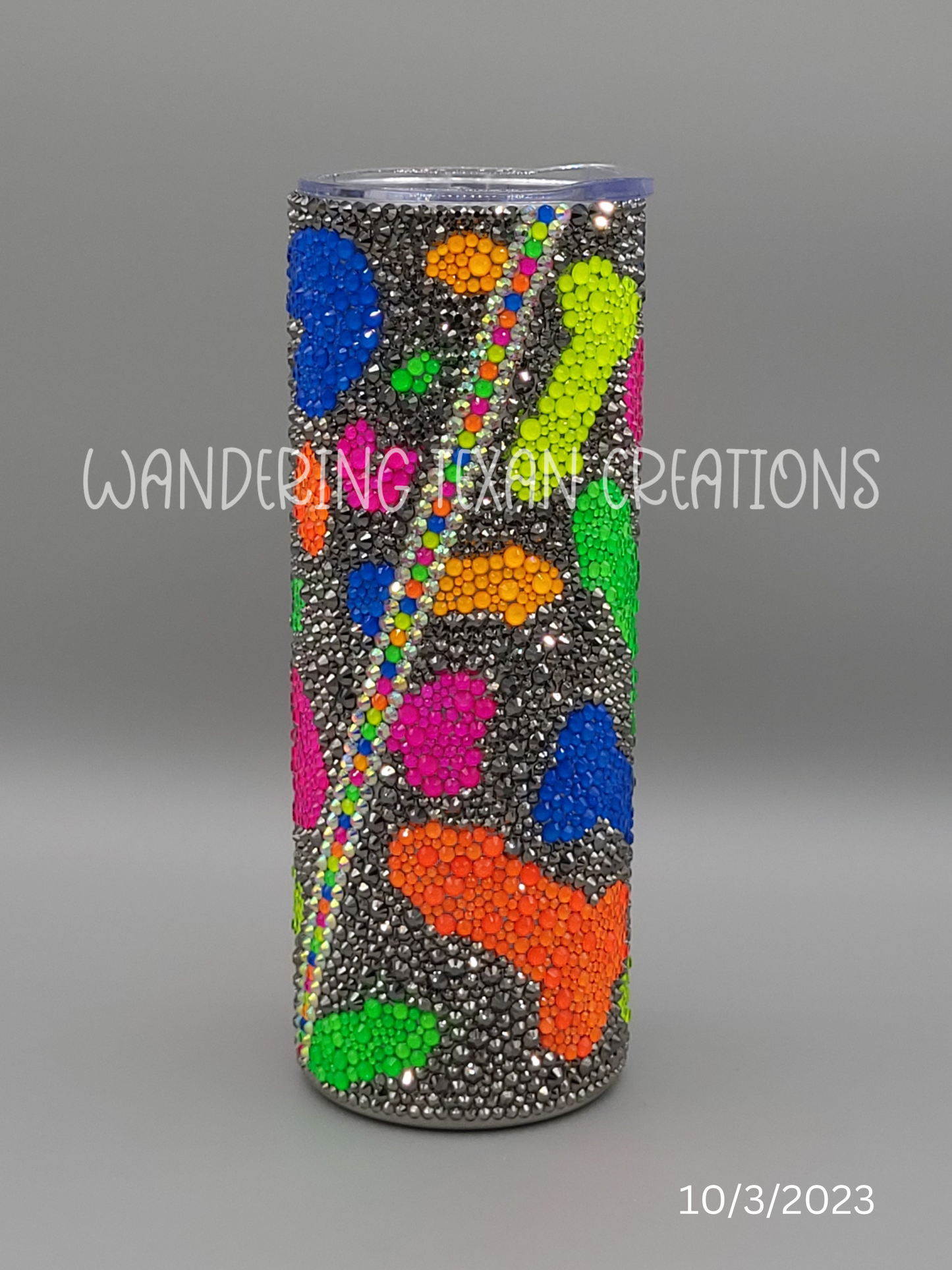 Neon Rocketship Rhinestone Tumbler