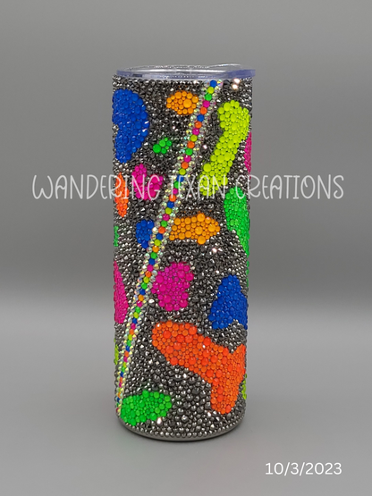 Neon Rocketship Rhinestone Tumbler