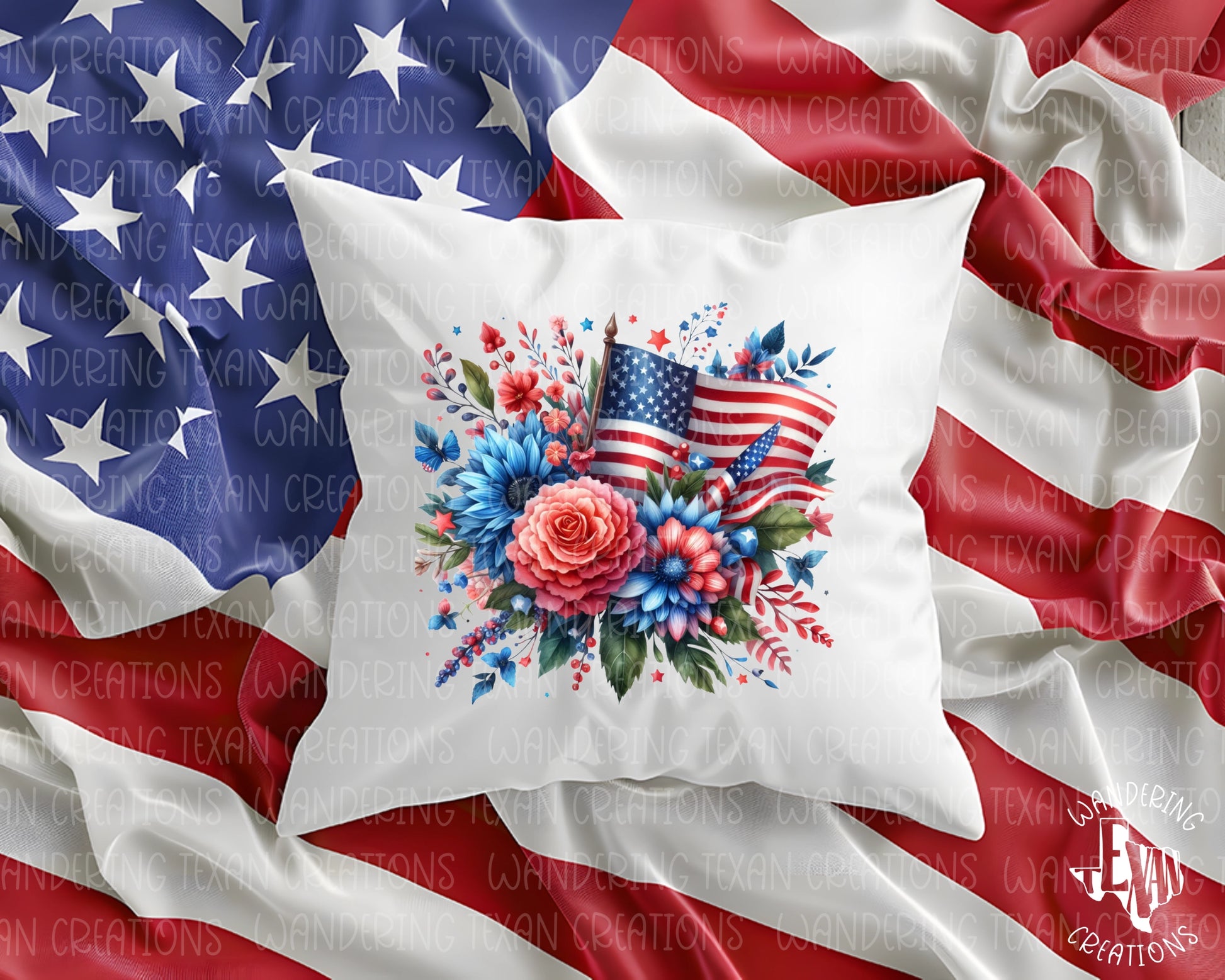 Featuring a unique design of the US flag intertwined with a vibrant red and blue bouquet, this cover is a must-have for any patriotic home.