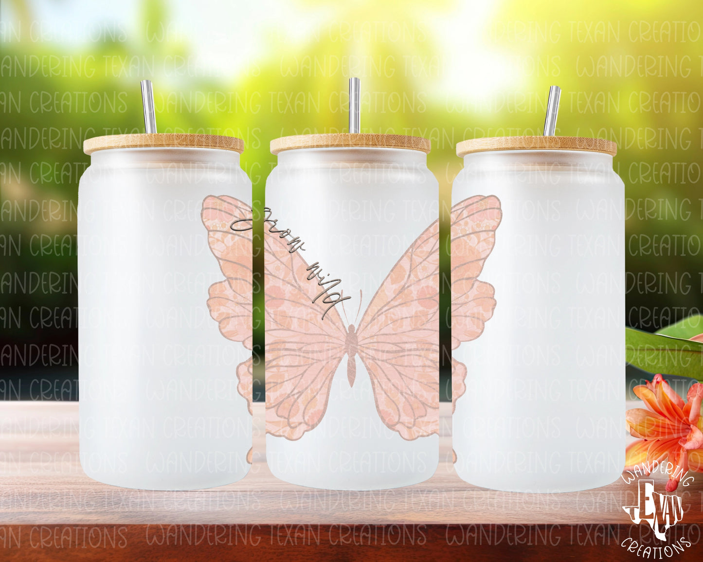 Featuring a whimsical butterfly and the phrase "grow wild", this tumbler is perfect for spring sipping. Using high-quality sublimation, this tumbler ensures a vibrant and long-lasting design.