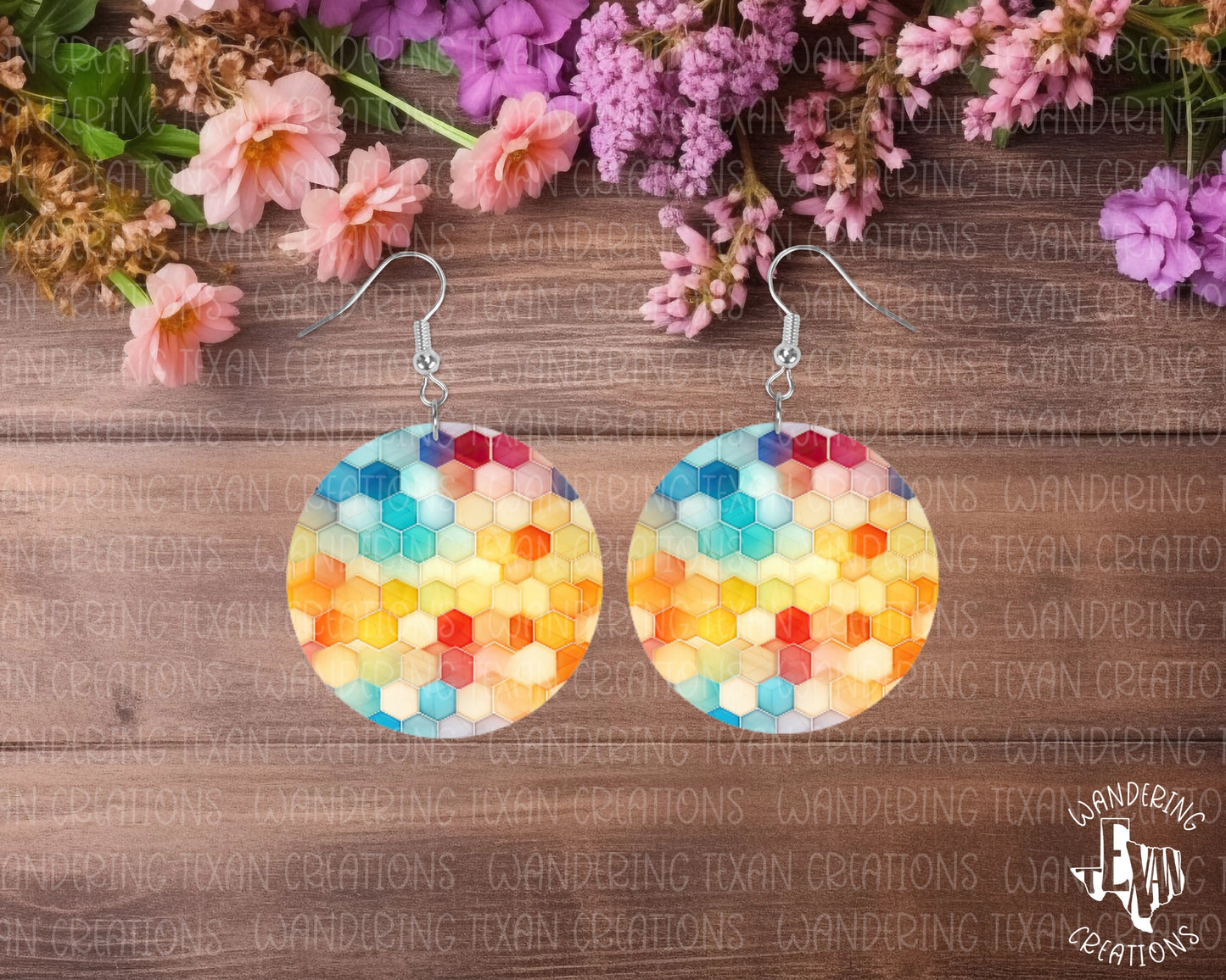 Watercolor Honeycomb Earrings