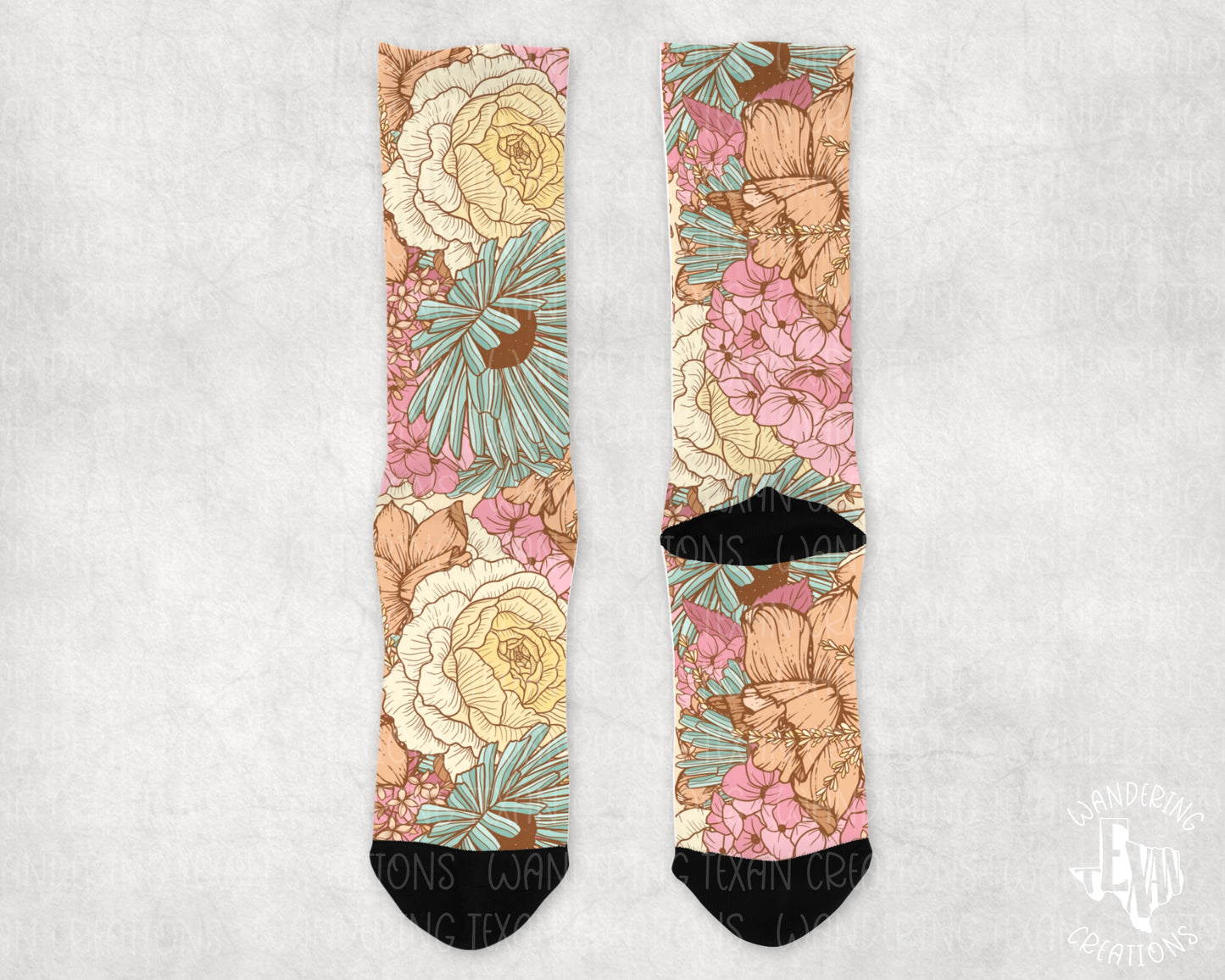 Step into the new season with Spring Garden Women's Socks! These vibrant, sublimation-printed socks are the perfect way to add a pop of color to your wardrobe.