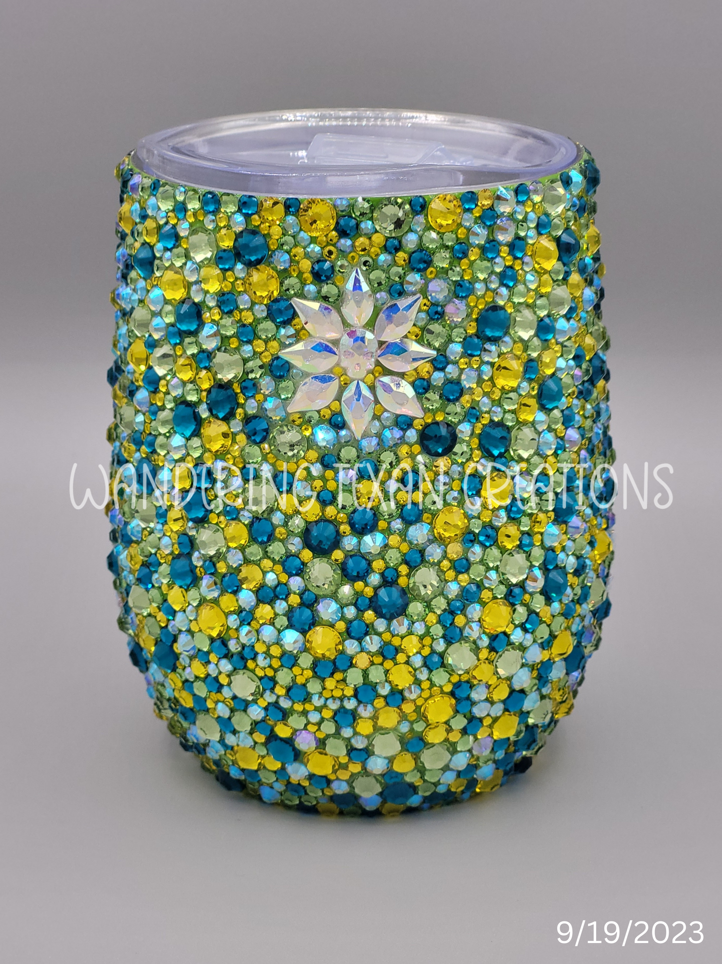 Spring Meadows Rhinestone Wine Tumbler