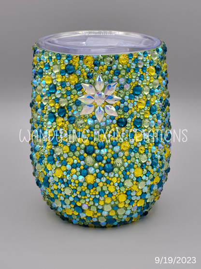 Spring Meadows Rhinestone Wine Tumbler