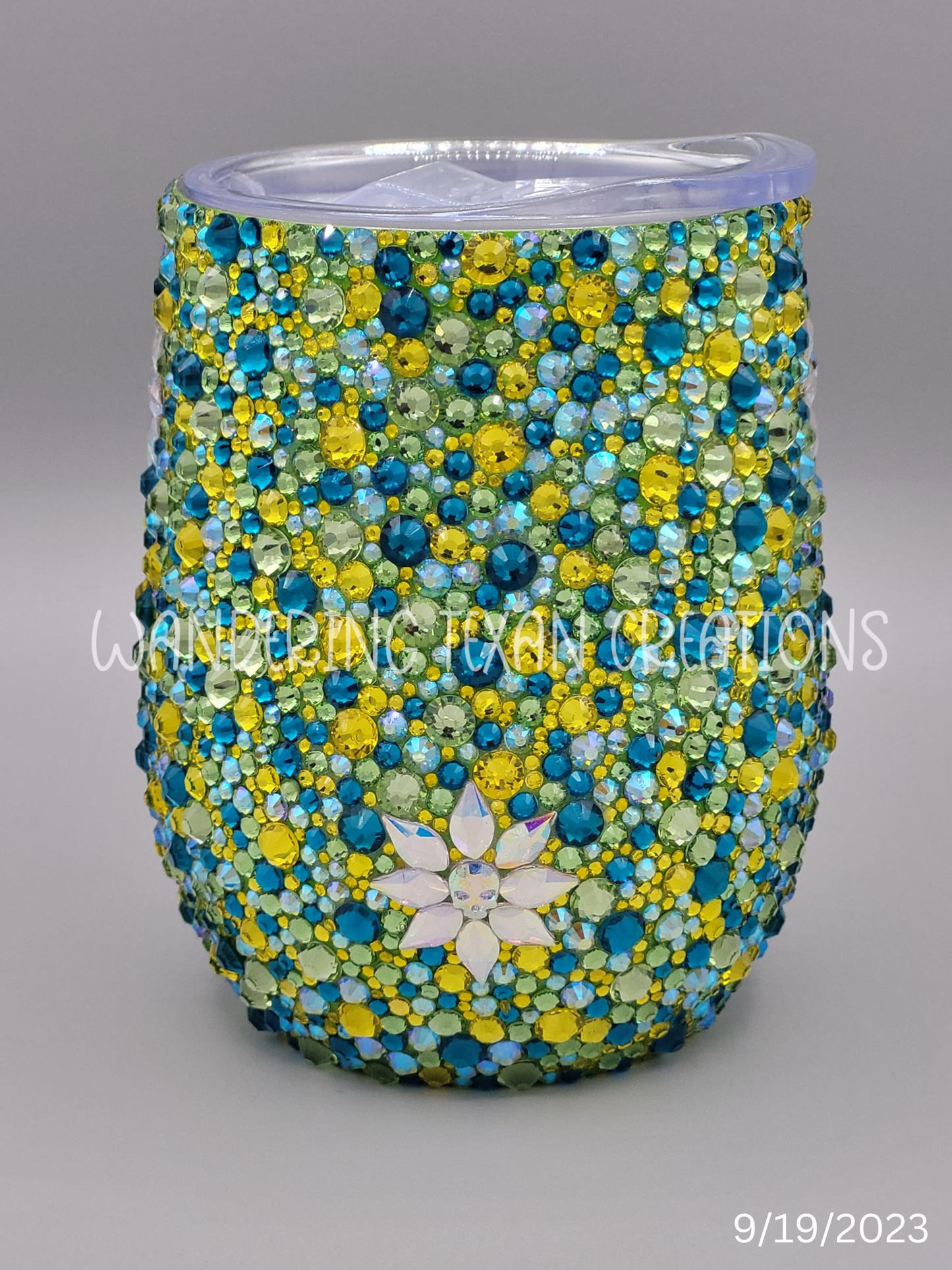 Spring Meadows Rhinestone Wine Tumbler