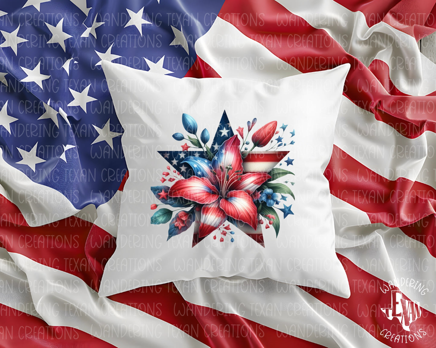 Showcasing a bold US flag star with a stunning red, white, and blue lily, this cover is the perfect accent for your home this Independence Day.