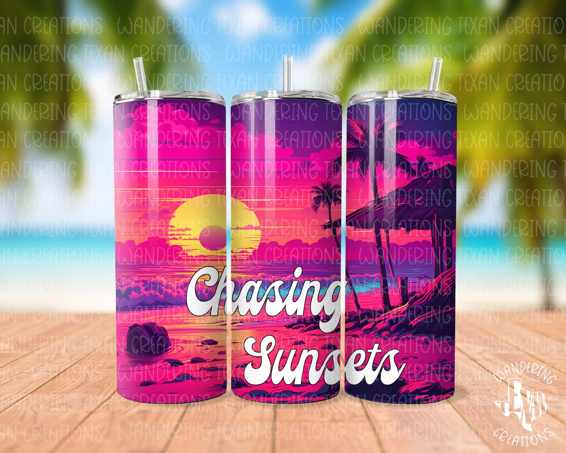 Experience the thrill of chasing sunsets with the Sunkissed Dreams Tumbler. Its bold, sublimation design captures the vibrant colors of a neon sunset, making every sip feel like an adventure.