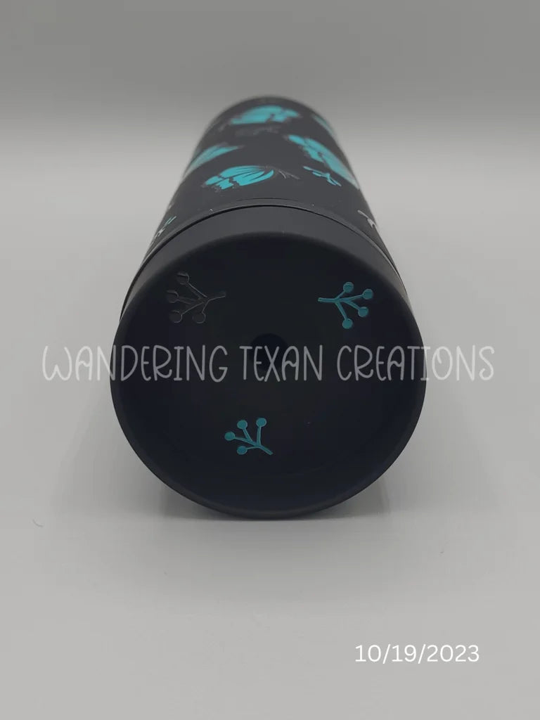 Black & Teal Butterflies Tumbler - Wandering Texan Creations