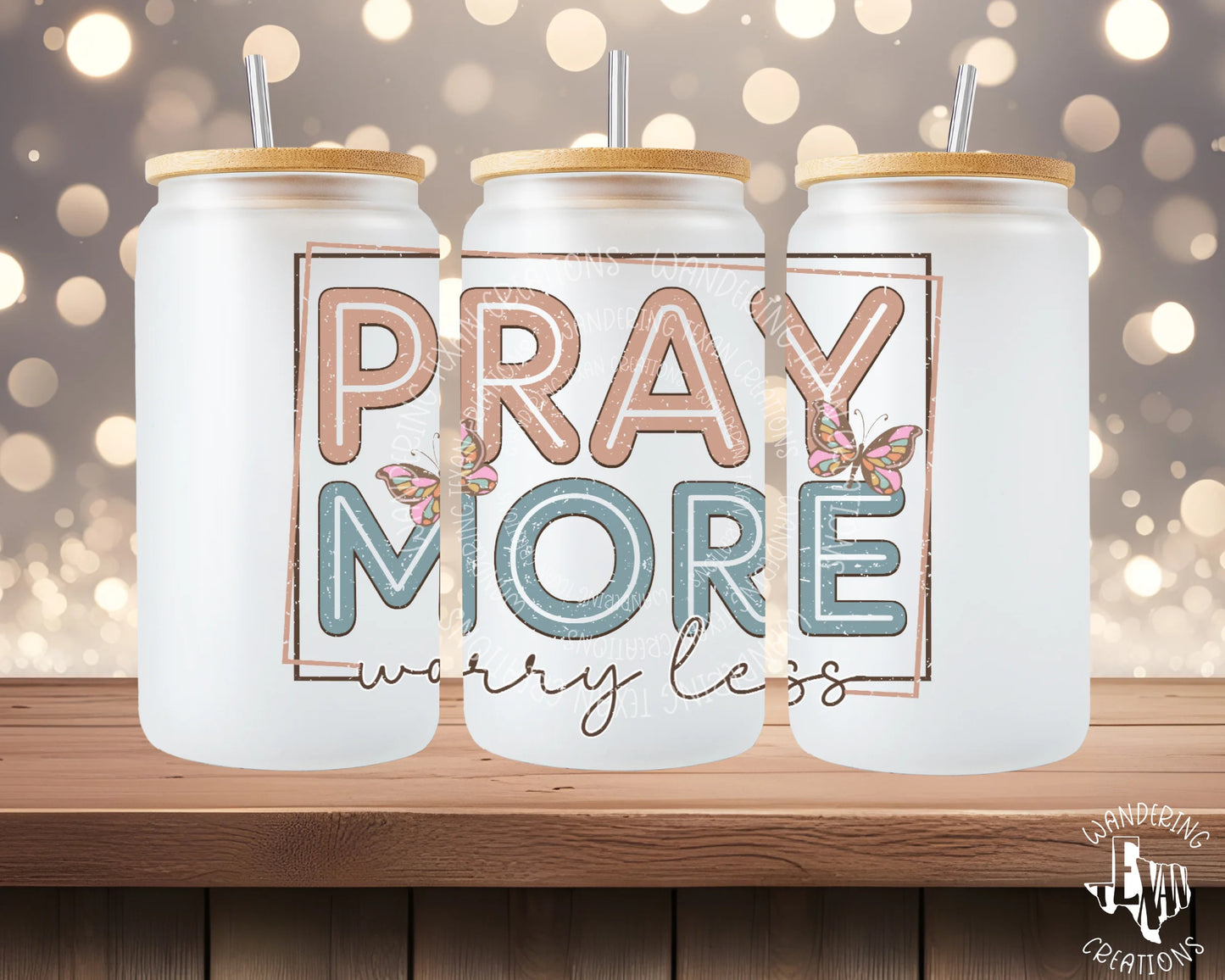 Transform your morning routine with this beautiful Pray More tumbler! 