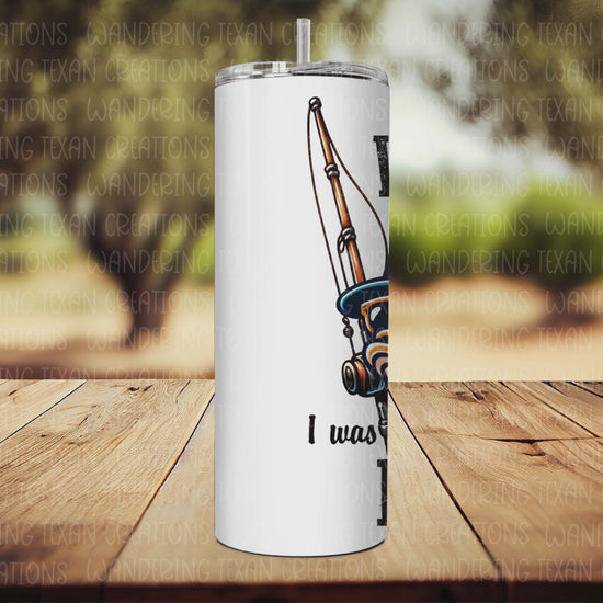 Featuring a cool fish in shades and a hat, plus the phrase "Wishin' I was fishin'", this tumbler is perfect for any fishing-loving father.