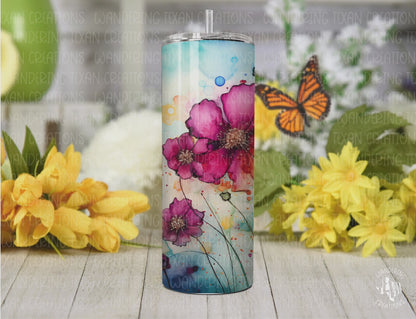 Quench your thirst in style with our Splattered Flowers Tumbler! This unique tumbler features a spring-inspired design that is sure to brighten up your day.