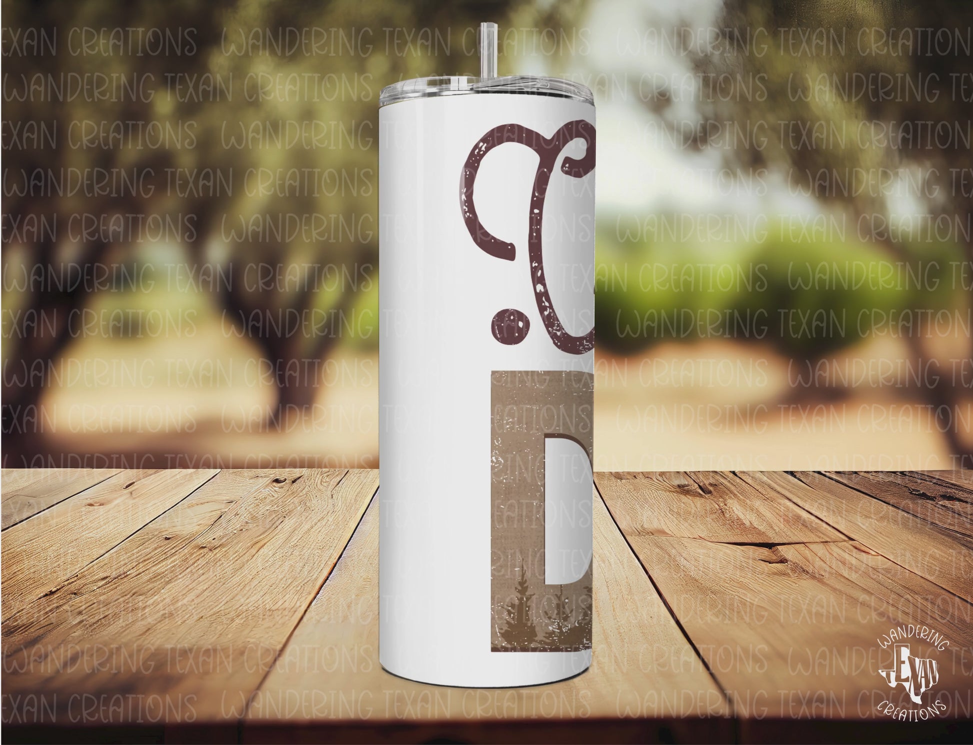 Perfect for Father's Day, this sublimation tumbler features an enlarged 'A' for dad with a mountain range and hiker silhouette design.