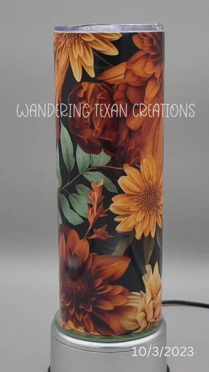 Fall Floral Orange Glow Tumbler